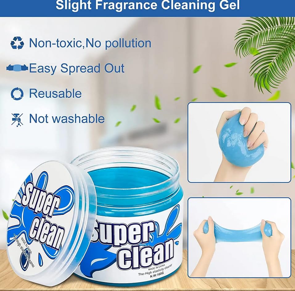 Universal Dust Cleaning Gel – 1 Pack Reusable Slime Cleaner for Car Interior, Keyboards, Laptops, Air Vents, Electronics & Office Equipment – Reaches Tight Cracks & Hard-to-Reach Areas