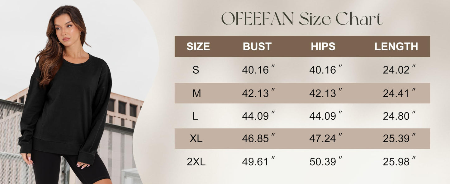 OFEEFAN Long Sleeve Shirts for Women Soft Crewneck Sweatshirts Lightweight Winter Outfits Green L