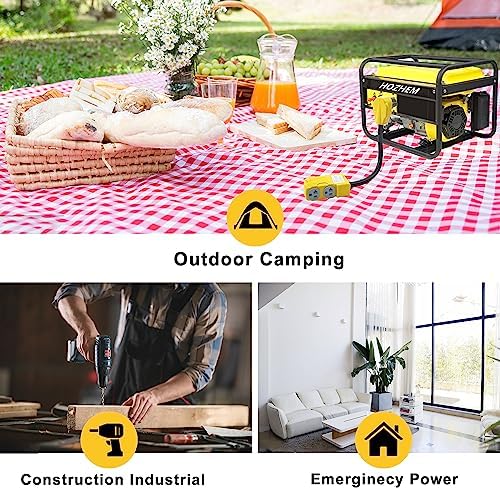 50 Amp to 20 Amp 110V RV Distribution Adapter, NEMA 14-50P to 4 X 5-20R/15R RV Generator Adapter, 4-Prong to Mutiple Household Outlet w/ 20amp Circuit Breaker, 1.5FT