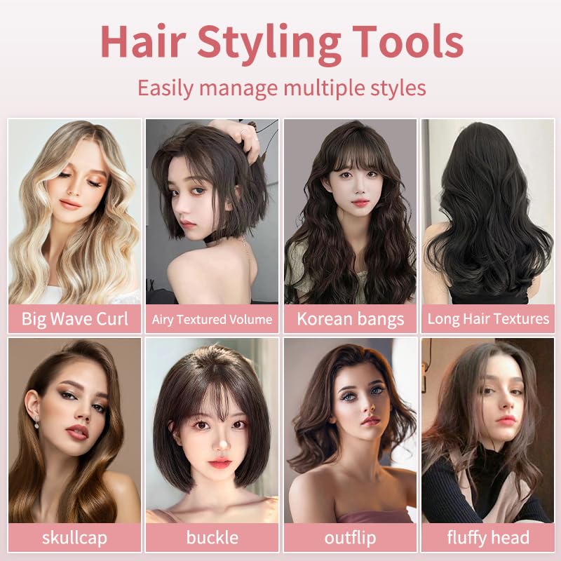 Cordless Hair Curler, Bestauty 1.5" Cordless Curling Iron Rechargeable, 2 in 1 Travel Hair Curler & Hair Straightener Brush, 4 Adjustable Temperature 300°F-410°F for Curl/Smooth/Fluffy/Flip-Out Black