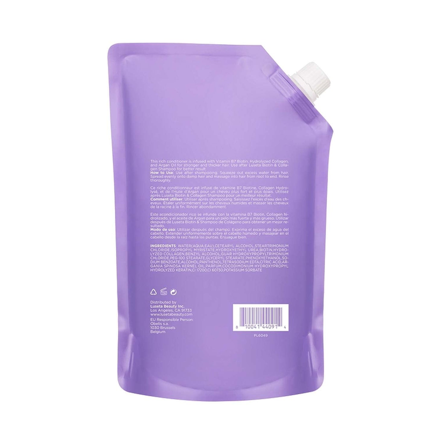 Luseta Biotin & Collagen Conditioner Pouch 33.8oz Thickening & Strengthening for Thin and Fine Hair, Hydrating Hair Growth, Repair Damaged Hair for Men and Women, Sulfate Free