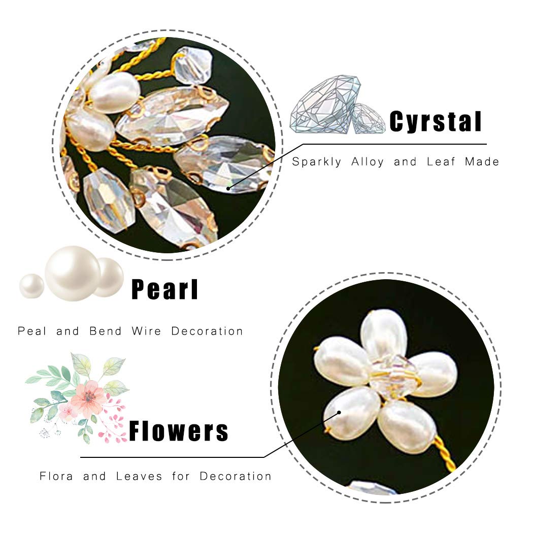 JAKAWIN Bride Wedding Pearl Hair Pins Rhinestone Flower Hair Piece Dressy Bridal Hair Accessories for Women HP065 (Gold)