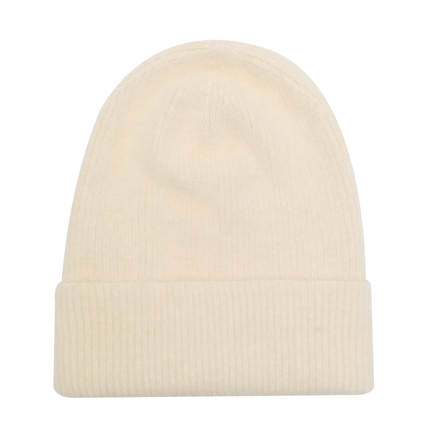 ZLYC Winter Slouchy Beanie Hat Warm Ribbed Knit Stretch Skull Cap for Women Men (Plain White)
