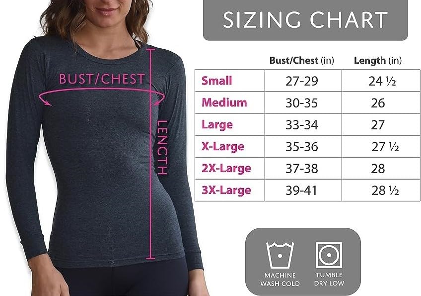Womens Ultra Soft Midweight Baselayer Top | All Season Thermal Scoop Neck Long Sleeve Shirt | Multi Packs