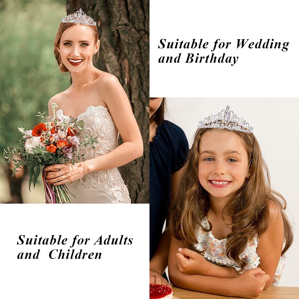 Didder Crystal AB Rhinestone Tiaras and Crowns for Women - Princess Elegant Headband with Comb - Birthday Crowns for Girls