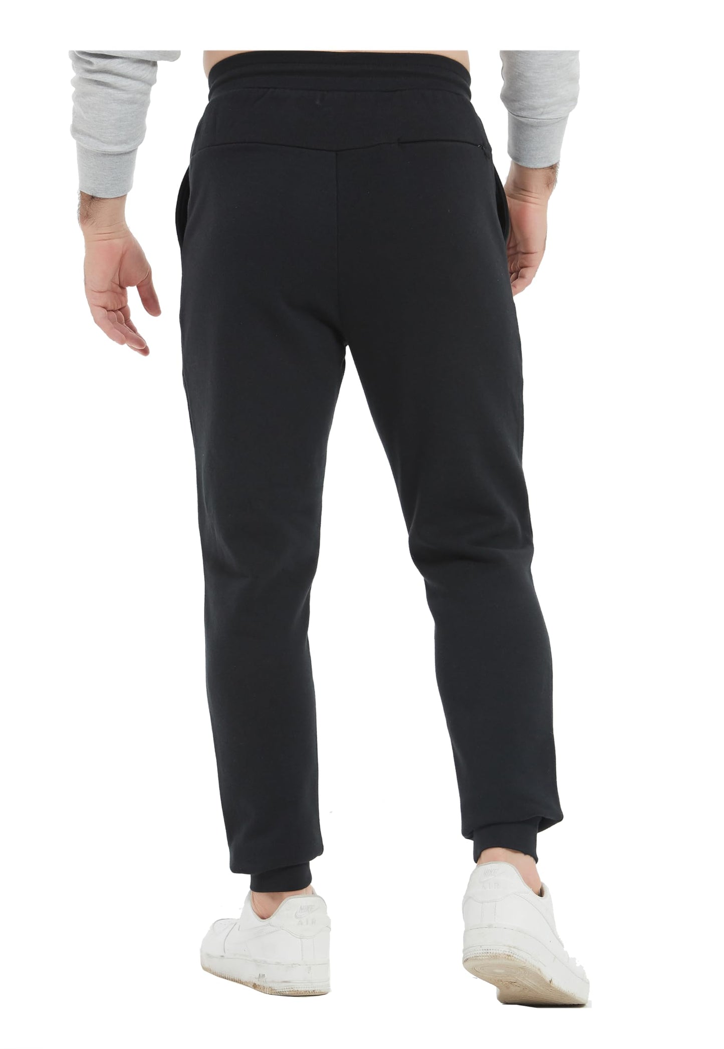 Tronjori Men's High Waisted Fleece Sweatpants Fall Winter Athletic Jogger Pants Lounge Trousers Elastic Waistband(S,Black)