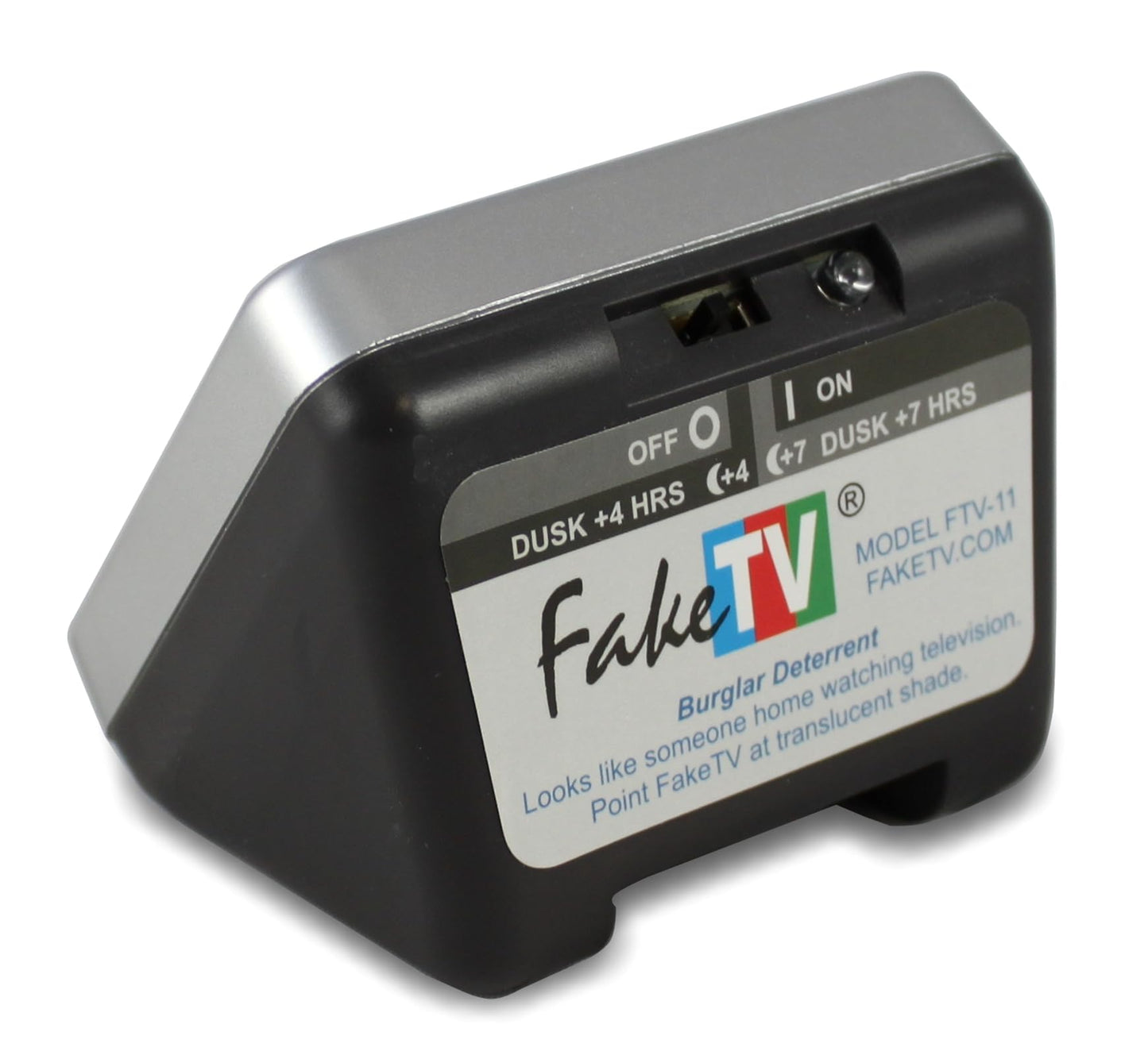 FakeTV - FTV-11 - Advanced Burglar Deterrent Device – Widescreen Realistic Television Simulator with Reflective Lens - Dummy Home Security Device with Lights – Protect Your House & Valuables