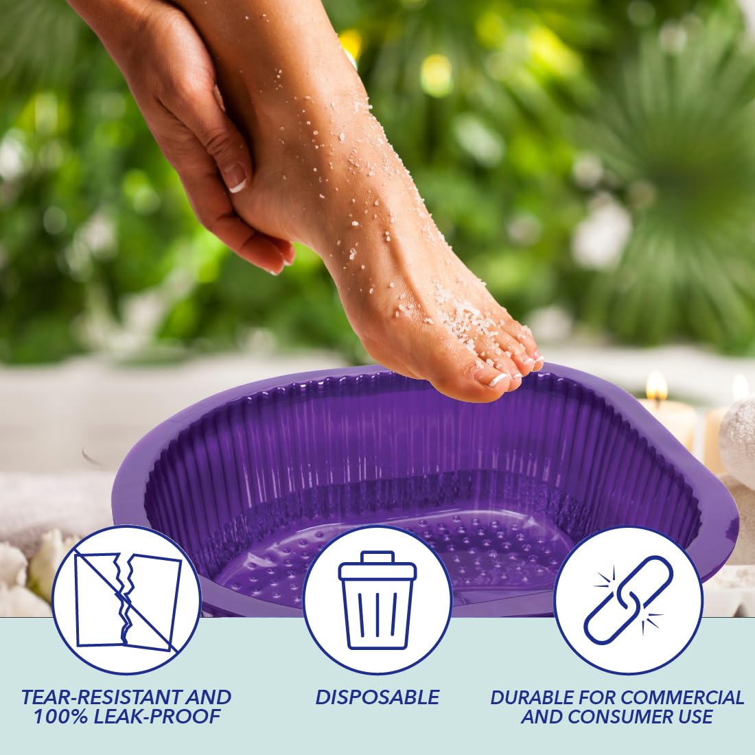 ForPro Universal Pedi Bath Liners - 50% THICKER - Fit Footsie Bath Plus Foot Bath, Disposable Pedicure Foot Tub Liners for Foot Spa Basins & Foot Bath Soaks, Purple, 100-Count