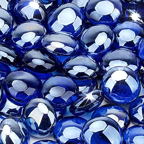Stanbroil 10-Pound Fire Glass Beads - 1/2 inch Luster Fire Glass Drops for Fireplace Fire Pit | Gas Log Sets | Landscaping | Fish Tank, Royal Cobalt Blue Luster