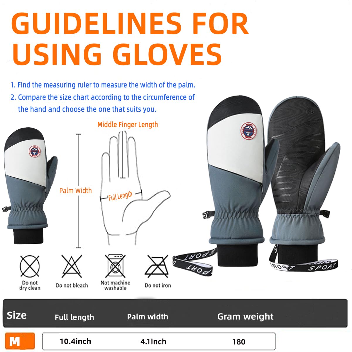 Shunrenful Outdoors Winter Ski Gloves Mittens Women - Adult Snow Mitts for Cold Weather Snowboard Waterproof Gloves Winter Mittens Snowboarding, Skiing for Warm Gift Giving for Family and Friends