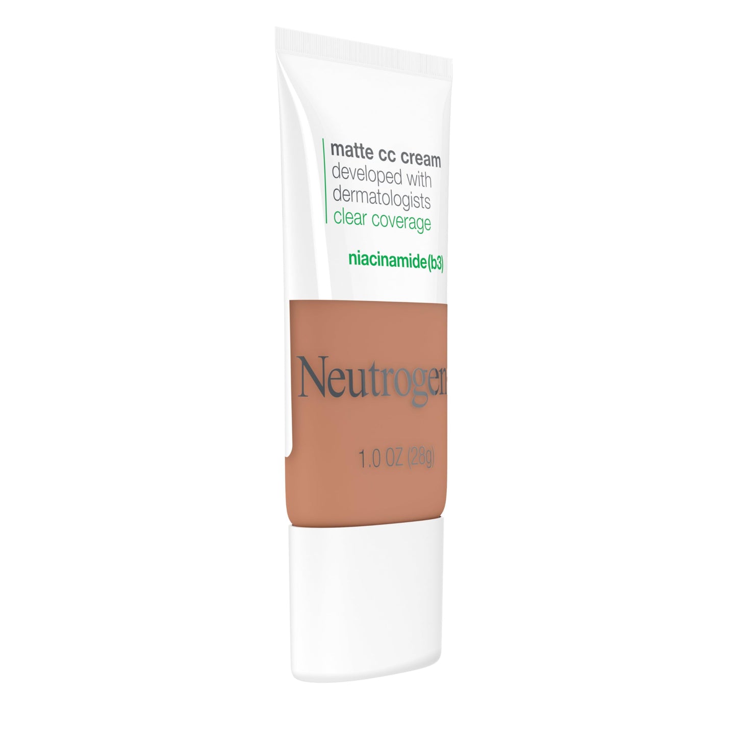 Neutrogena Clear Coverage Flawless Matte CC Cream, Full-Coverage Color Correcting Cream Face Makeup with Niacinamide (b3), Hypoallergenic, Oil Free & Fragrance Free, Maple, 1 oz