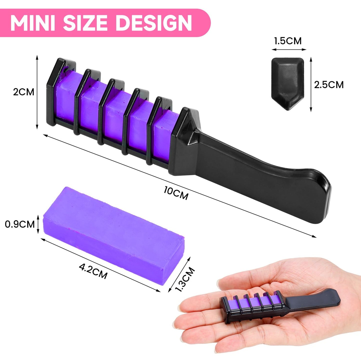 Hair Chalk for Kids - Temporary Bright Hair Color Comb, Washable Dye for New Year, Birthday, Cosplay, Halloween, Christmas