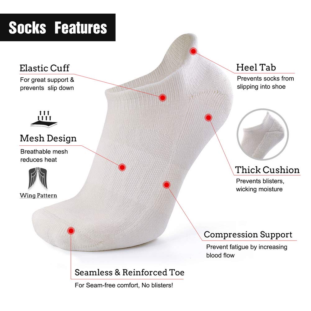 Busy Socks Womens Wool Socks Winter Size 10-13, Mens Hiking Socks Athletic Running Ankle Thick Cushion Boot Socks, Black/White/Navy, Large, 3 Pairs