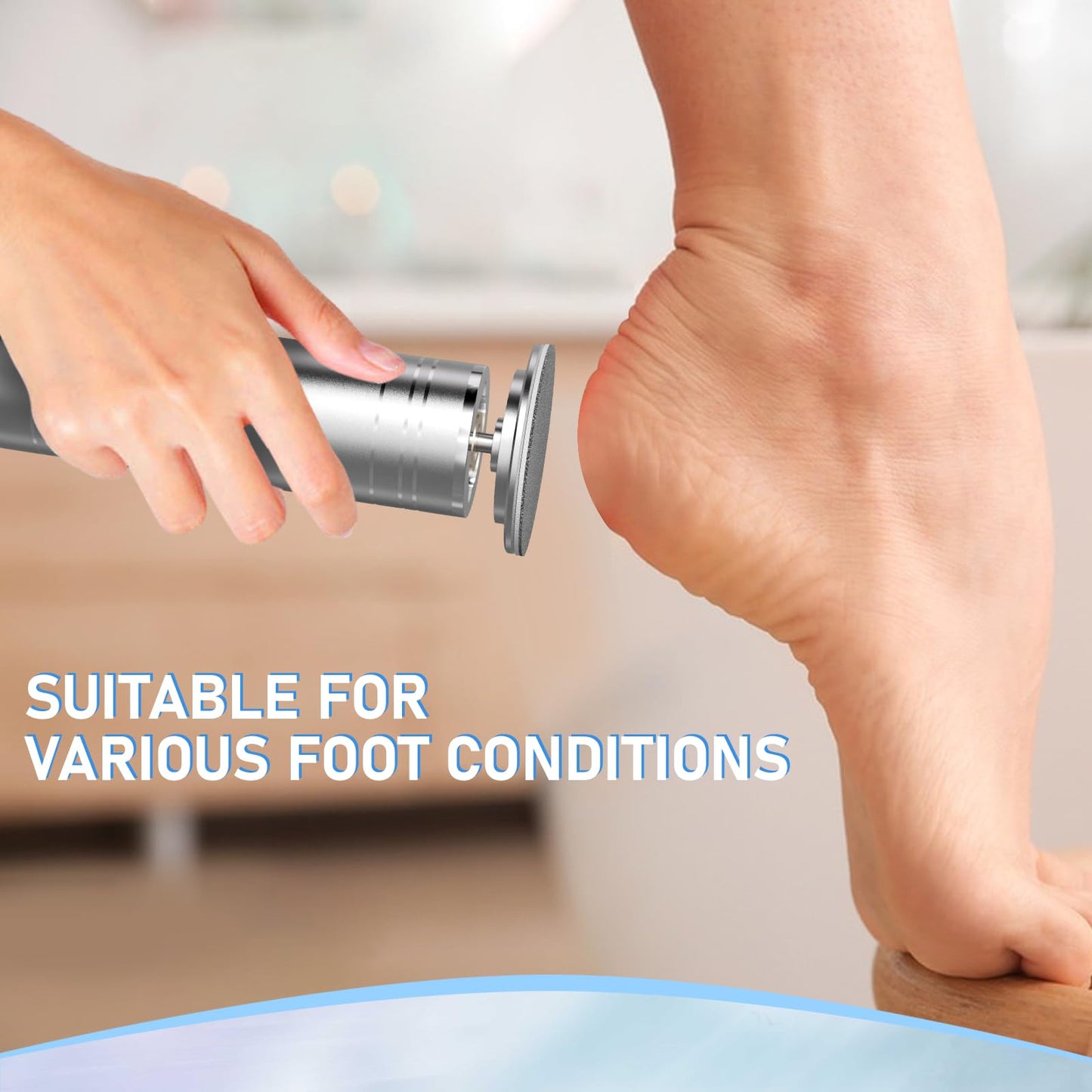 krofaue Electric Callus Remover for Feet Adjustable Speed Electric Foot Filer 60pcs Replacement Sandpaper Disk Electric Foot Grinder Professional Foot Sander for Dead Skin Calluses(Silver)
