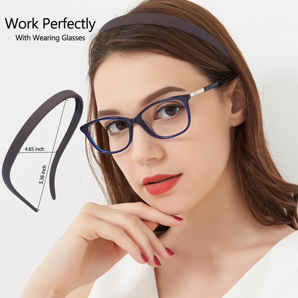 TOBATOBA Headbands for Glasses Wearers No Pressure No Headache Headbands Square Headband Sunglasses Headband for Women Comfortable Headbands for Girls, Womens Headbands Non Slip with Teeth 6Pcs