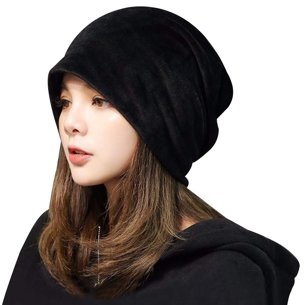 LABANCA Women Fashion Leisure Winter Warm Hat Velvet Soft Beanie for Outdoors Black