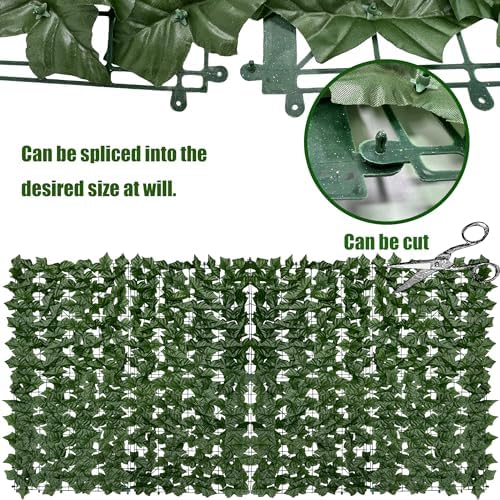 Artificial Ivy Privacy Fence Screen, 128 "x 48" (43 Sqft) Anti-Ultraviolet Artificial Hedge Grass Wall, Used for Indoor and Outdoor Green Background, Garden Greening Decoration