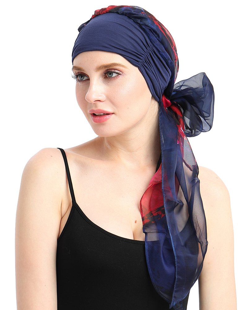 Chemo Scarf Easy Tie Lined Turban Hat for Cancer Women Patients Winter Red