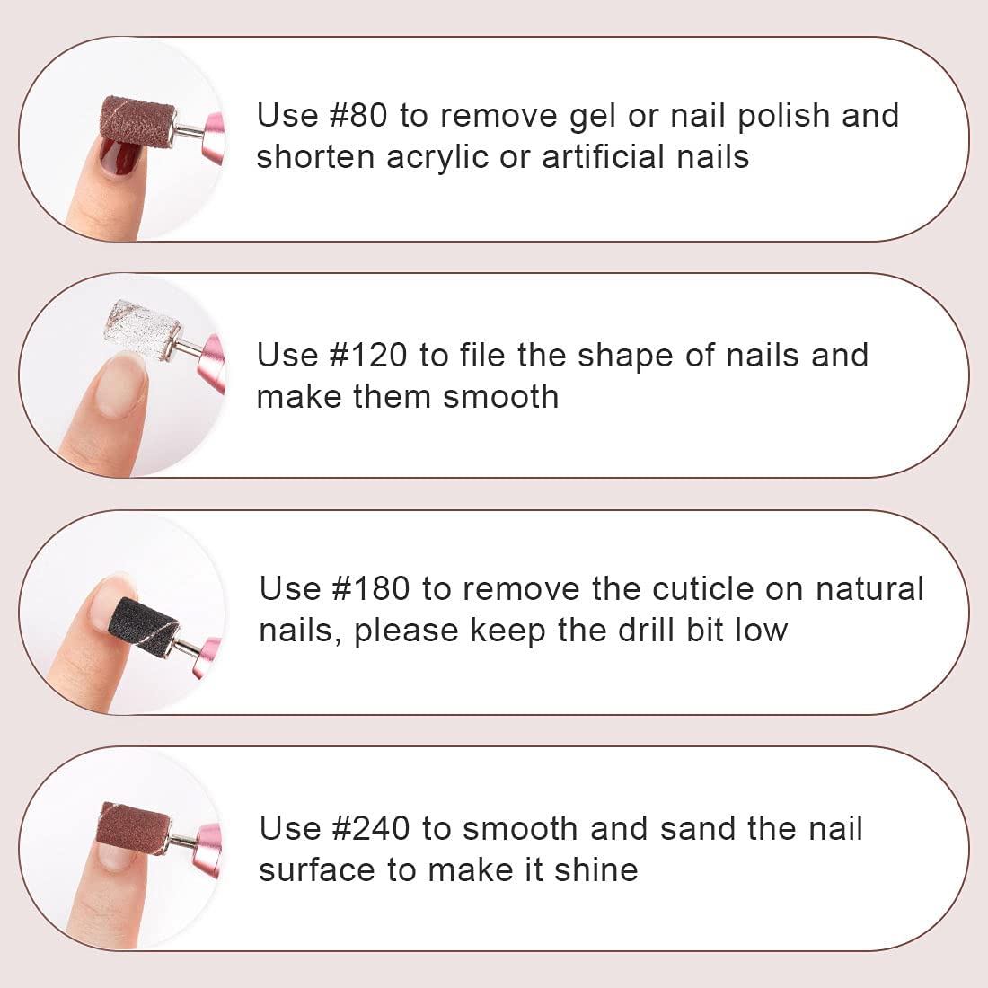 Rolybag Sanding Bands for Nail Drill Nail Sanding Bands Professional Sanding bit Nails 400 Pieces 4 Color Coarse Fine Grit Efile Sand Set 80#120#180#240# 2 Pieces Nail Drill Bits