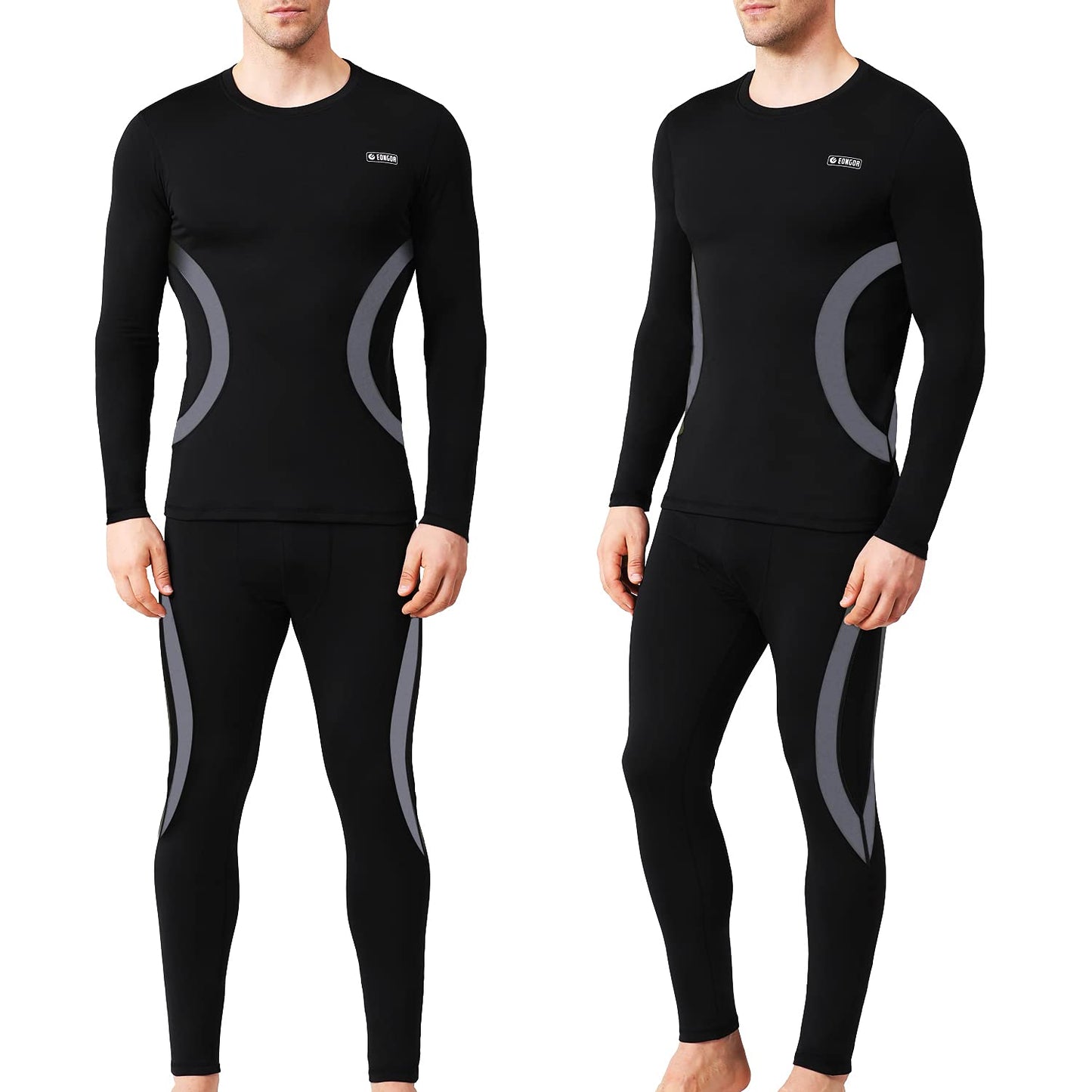 EONGOA Men's Thermal Underwear Set Long Johns Set with Fleece Lined Skiing Winter Warm Base Layers for Cold Weather A-black