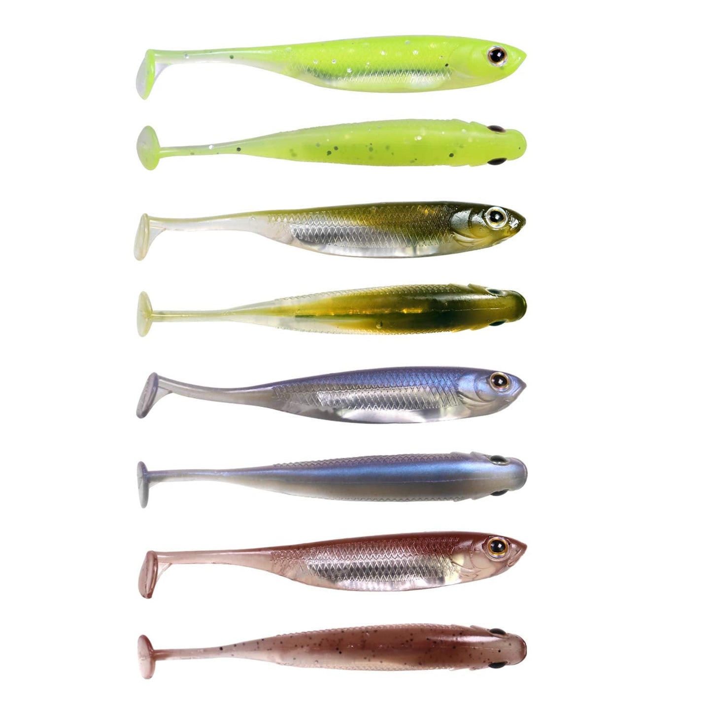 QualyQualy Paddle Tail Soft Lures Shad Lure Swimbaits Minnow Bait Paddle Tail Shad Bait for Pike Bass Trout Walleye Crappie (8#, 2.75in - 6Pcs)