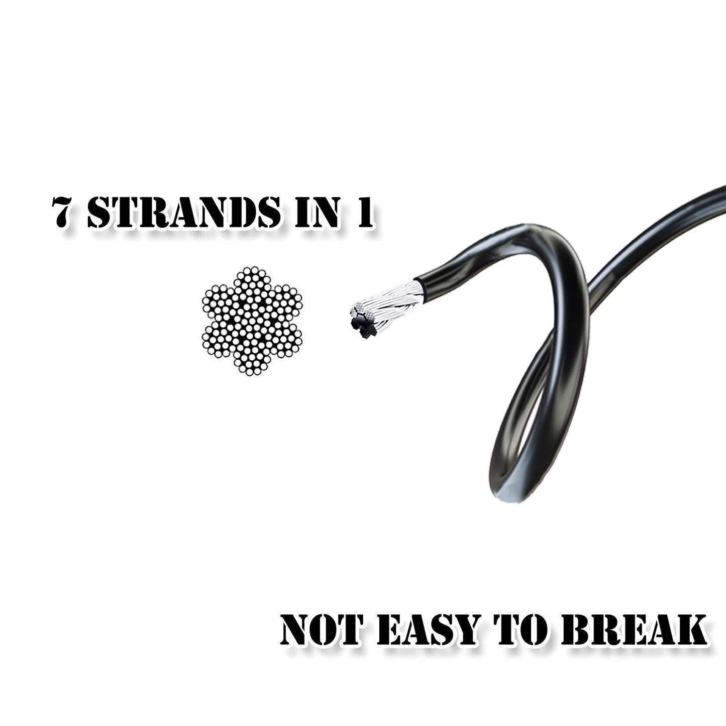 J Bryant Fitness Gym Cable Fitness Pulley Thick 5mm Heavy Duty Steel Wire Rope for Home Gym Cable Pulley Machine Accessories (Type-A, 118")