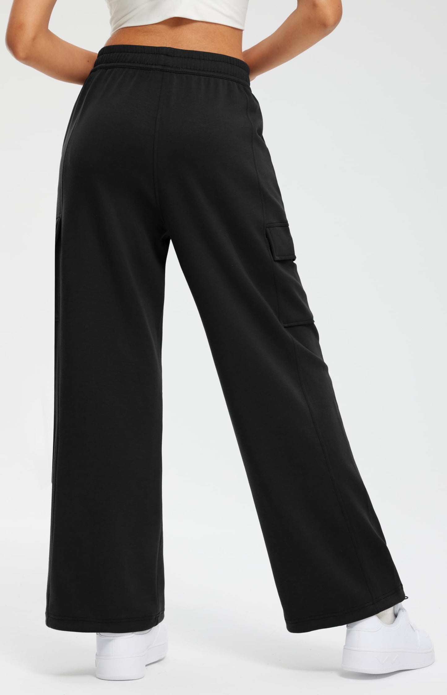 Libin Womens Wide Leg Sweatpants with Pockets Baggy Casual Lounge Cargo Pants Athletic Joggers Sweat Pants Trousers Fall Fashion Outfits Baggy Winter Clothes, Black, Medium