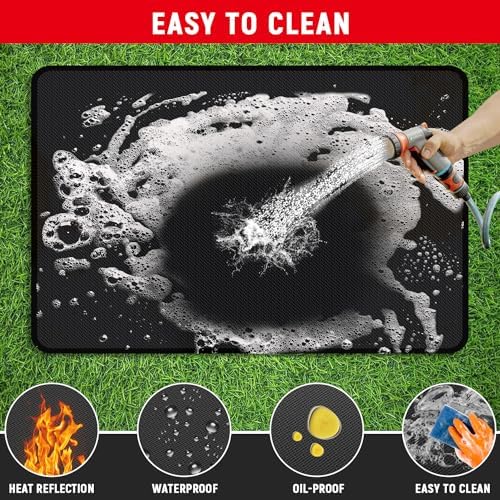 60 x 40 inch Under Grill Mats for Outdoor Grill, Double-Sided Fireproof, Oil and Waterproof Protective Mat for Grass and Deck, Outerdoor BBQ Fire Pit Fireplace Mat