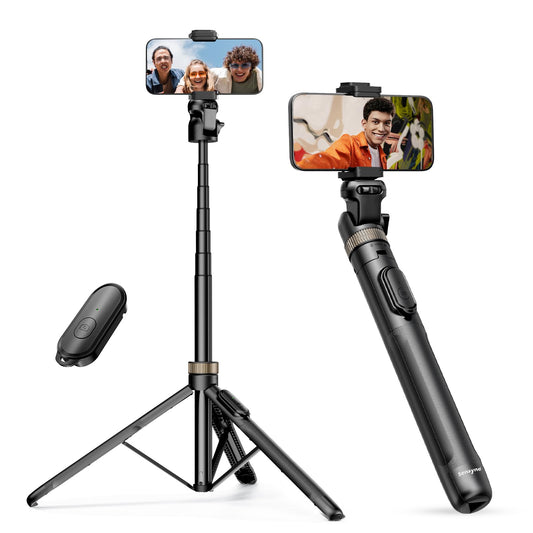 Sensyne 72" Extendable Tripod for iPhone & Selfie Stick with Detachable Phone Holder & Wireless Remote, Compatible with All Cell Phones, Black