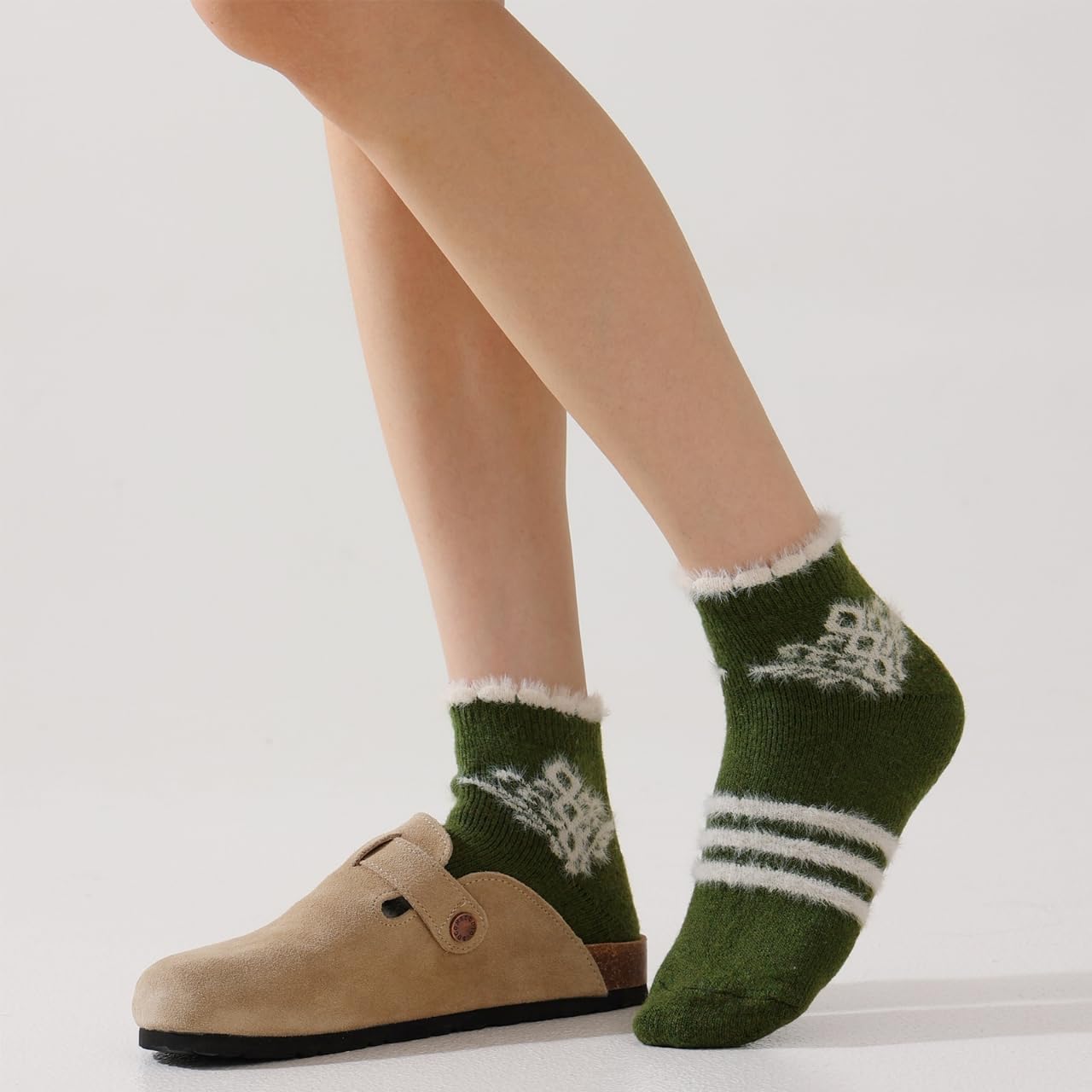 Fszsaa Merino Wool Low Ankle Socks For Women Knit Warm Fuzzy Socks Casual Home Socks Winter