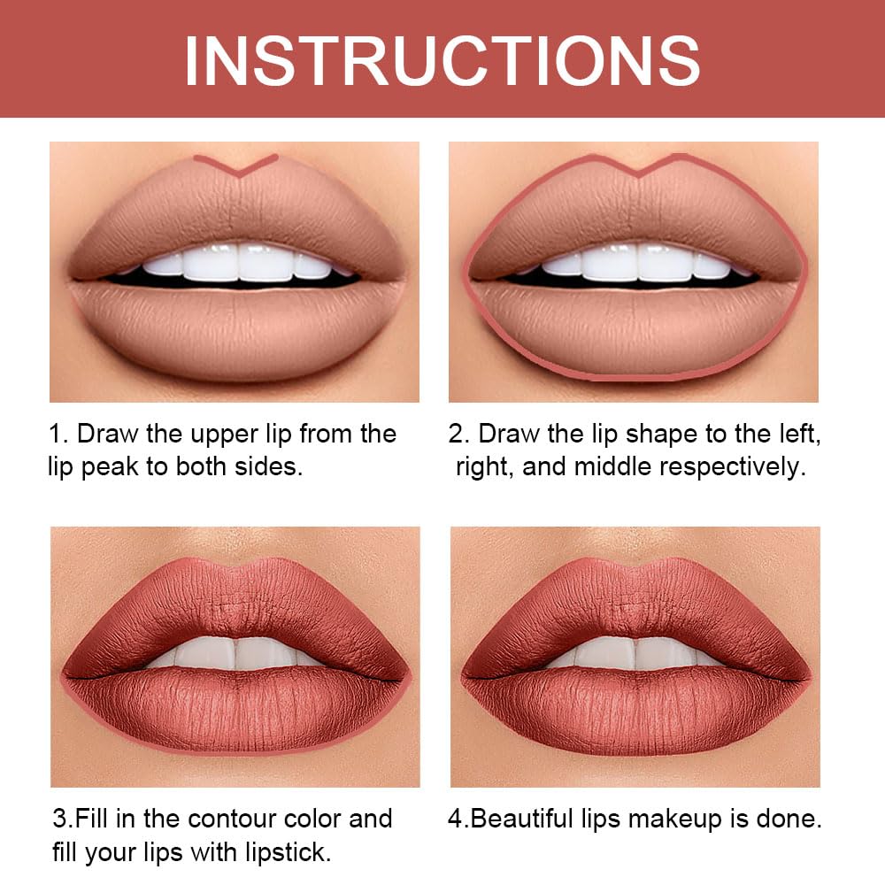 Kaely 2in1 Rose Gold Metallic Lip Liner & Lipstick Set Kit for Women, DNM Lips Kit with Lip Liner Lip Stains Long Lasting Waterproof 24 Hour Lipstick and Lip Liners Combo Lipliners Pencil Set 07