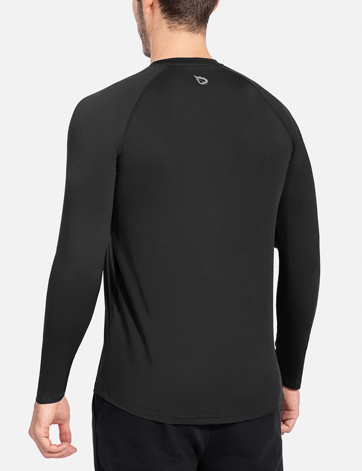 BALEAF Men's Long Sleeve Running Shirts Quick Dry Workout Shirts Athletic T-Shirts Lightweight Soft Fishing Tee Tops Black Size L