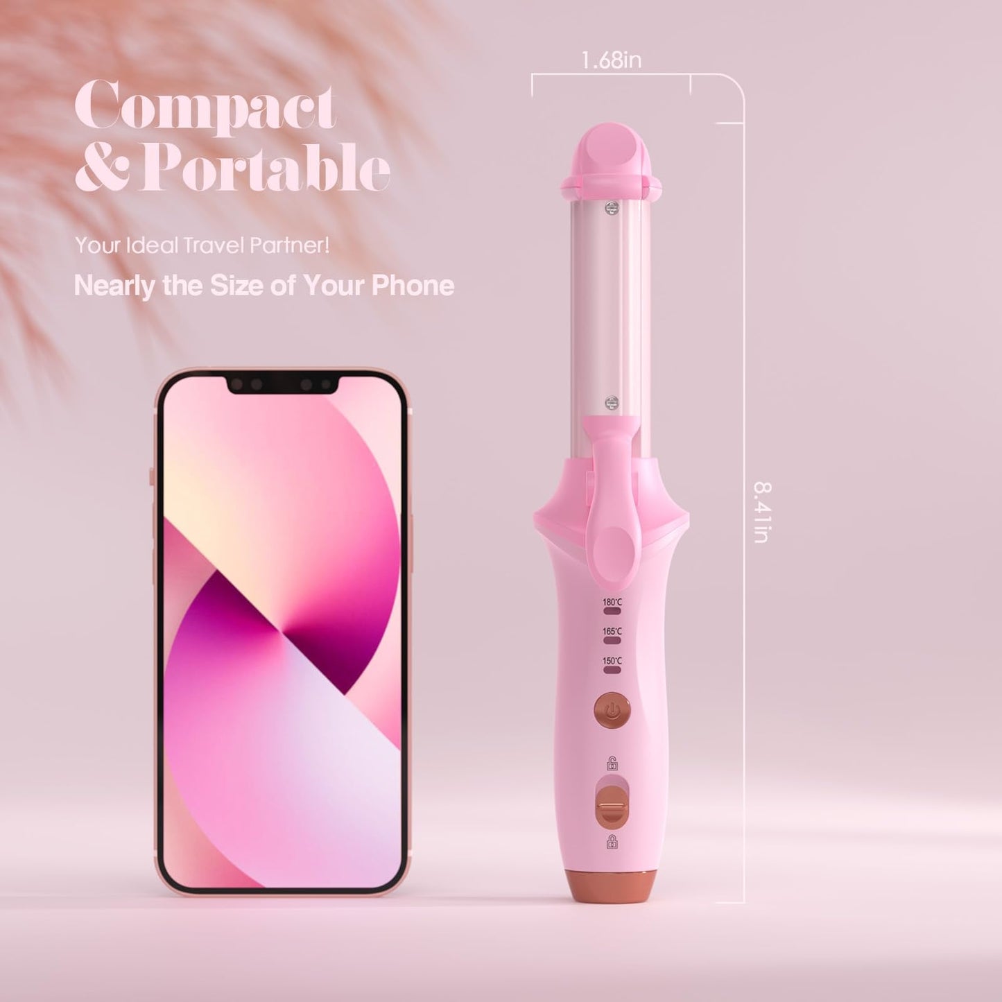 Bestauty Small Cordless Curling Iron 1 inch, Mini Dual Purpose Curling/Flat Iron - Hair Straightener and Curler 2 in 1, Rechargeable Wireless Travel Hair Curling Iron for Short Hair (Pink)