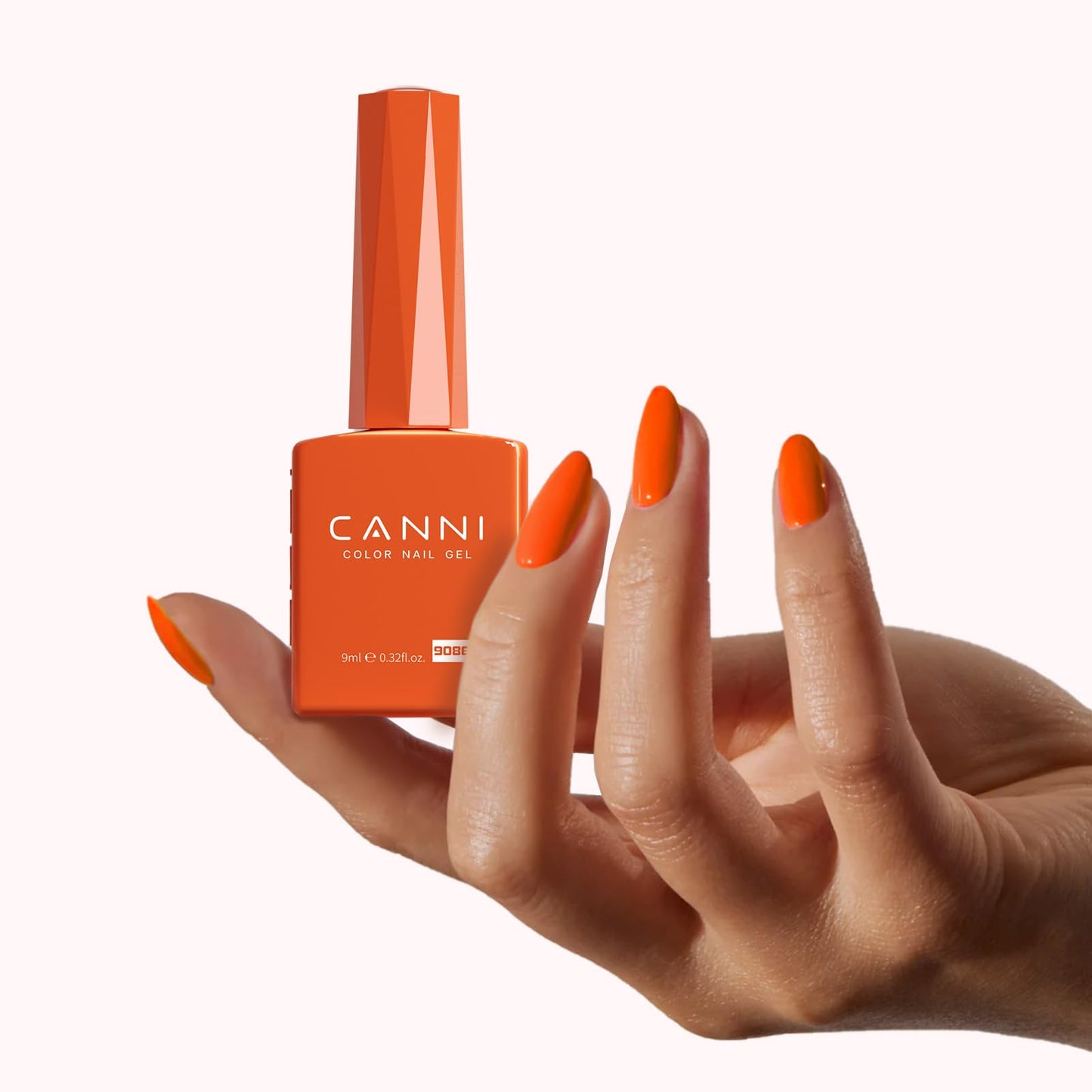 CANNI Bright Orange Gel Nail Polish, 1Pcs Neon Orange Gel Polish Red Orange Color Nail Polish Gel High Gloss Soak Off U V Gel Nail French Nail Manicure Salon DIY