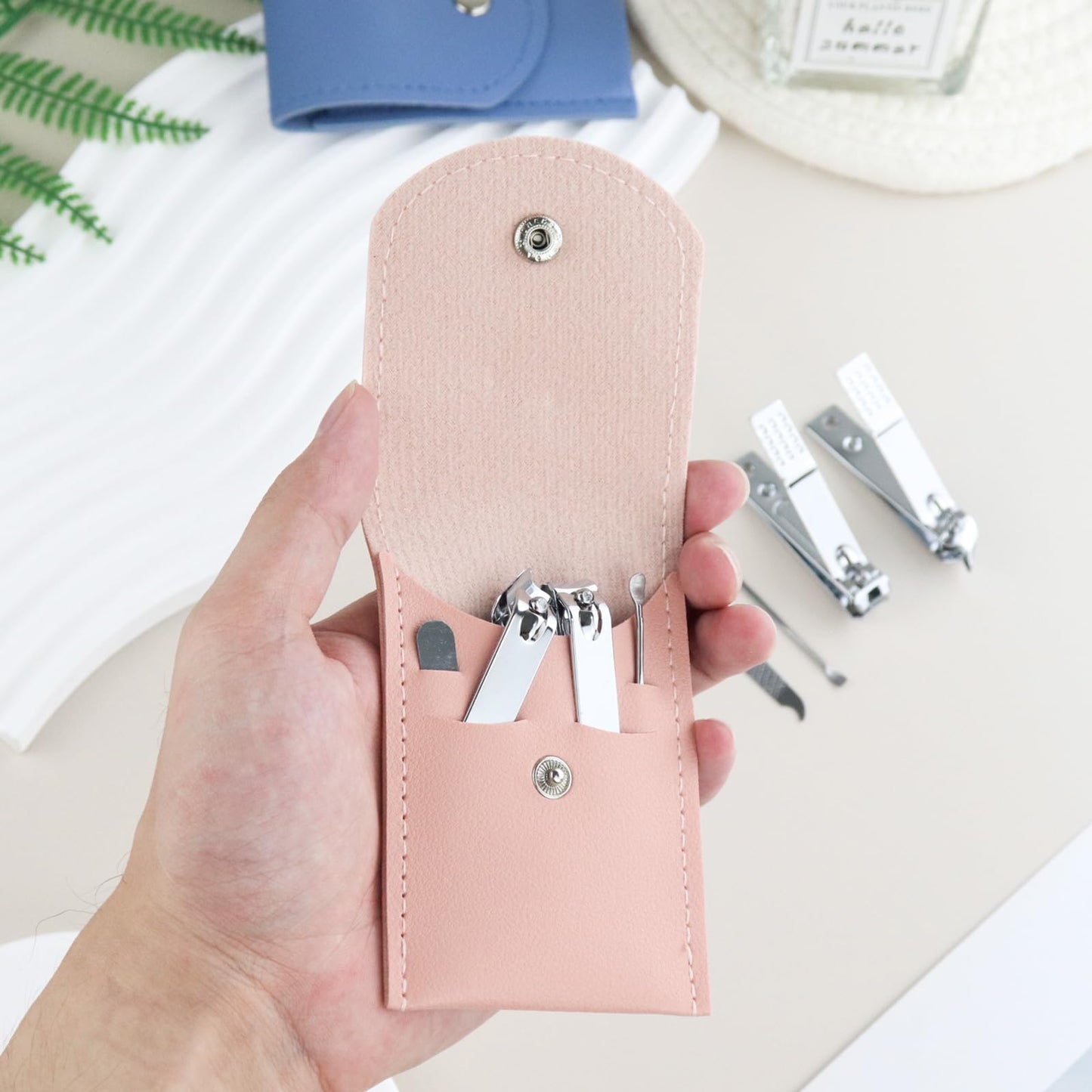 HAIFOTRVA 30 Sets Finger Nail Clipper Set Bulk,4 in 1 Adult Stainless Steel Travel Manicure Kit with Case Individually Wrapped Nail Clippers Bulk for Homeless,Hotel,Charity(2 Colors)