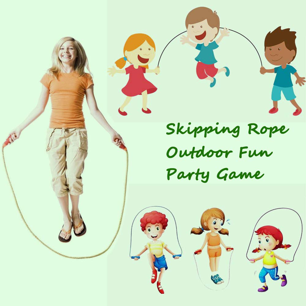 Cotton Jump Rope for Kids - Wooden Handle - Adjustable Cotton Braided Fitness Skipping Rope - Outdoor Fun Activity, Great Party Favor, Exercise Activity, Pack of 2 (Pink+Yellow)