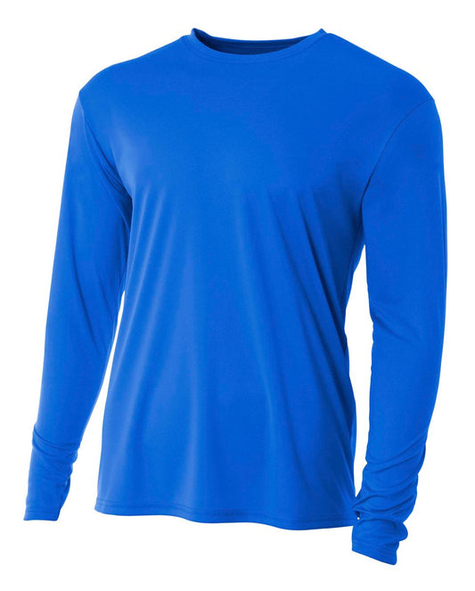 A4 Mens Cooling Performance Long Sleeve Crew, Large, Royal