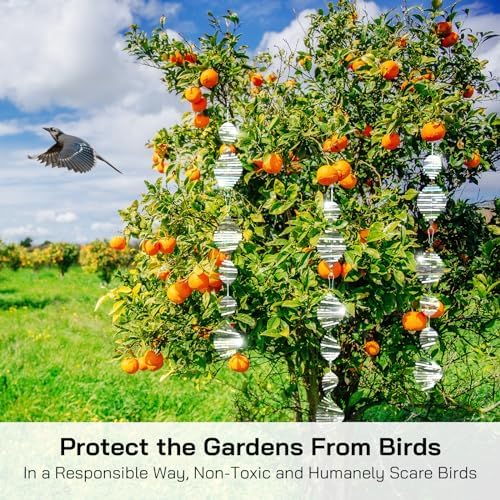 Bird Deterrents for Outside, Reflective 3D Stainless Steel Wind Spinners, Garden Decor, Bird Scare Devices to Keep Woodpeckers, Pigeons Away from Your House, Patio, Orchards