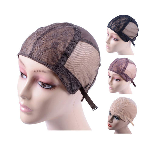 YANTAISIYU Wig Making Caps Double Lace Wig Caps For Making Wigs Adjustable Wig Cap Weave Caps for Making Wigs Hairnets (Dark Brown S)