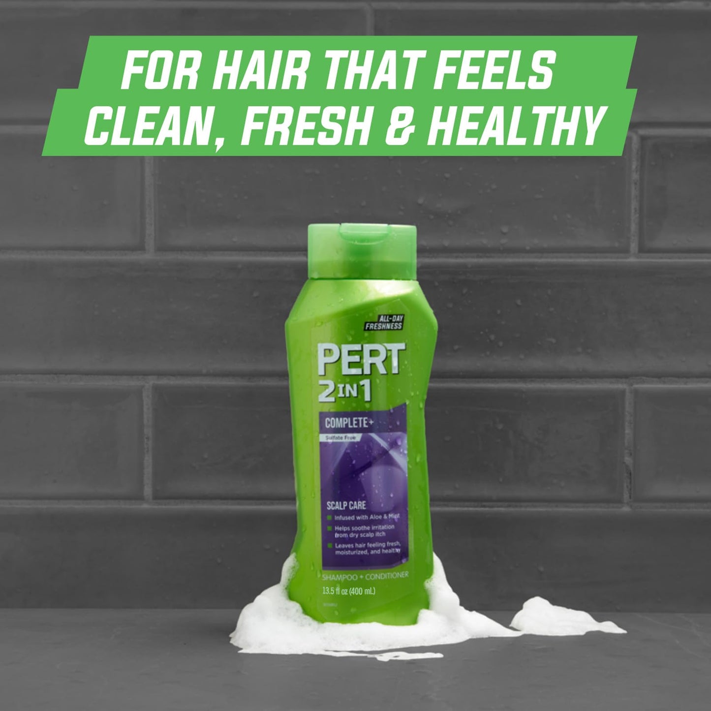 Pert 2 in 1 Complete Plus Scalp Care Shampoo and Conditioner - Itchy Scalp Treatment - Sulfate Free Shampoo and Conditioner for Healthy Hair - 13.5 oz (Pack of 4)