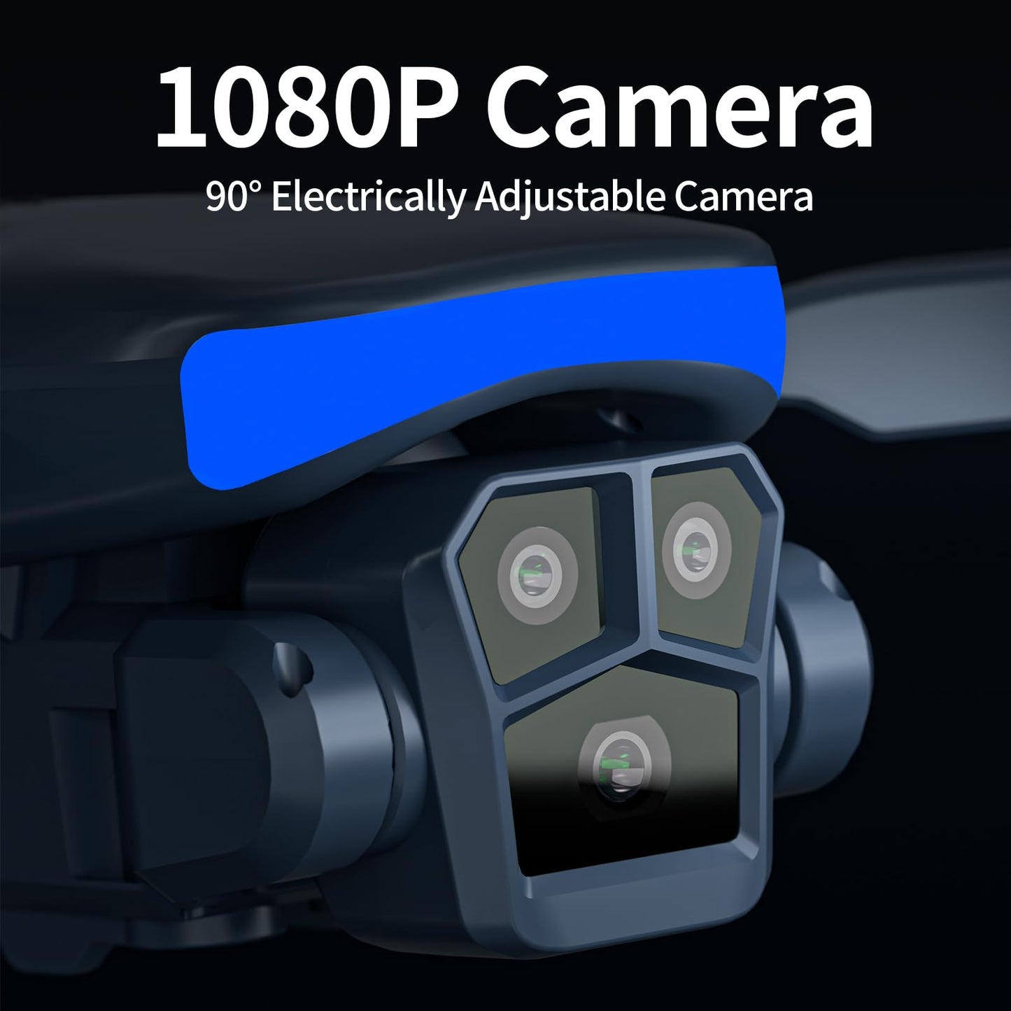 K417 Drone with Camera 1080P HD,Blue LED Lights AI Drones,90° Electric Adjustable with 2 Cameras for Adults,FPV Transmission,Remote Control Quadcopter with Altitude Hold for Beginners,Carry Case