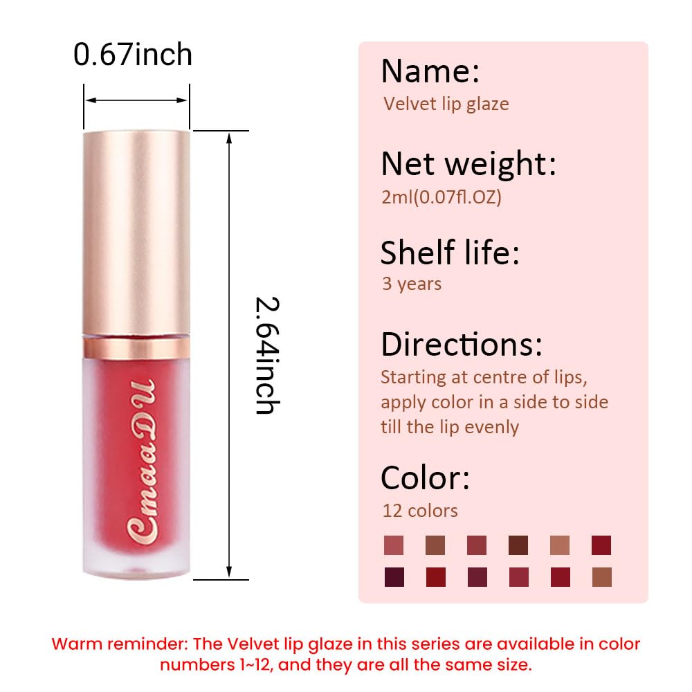 evpct 1Pcs Sexy Red Matte Liquid Lipstick Lip Gloss Glossy Set for Black Women 24 Hour Silky Velvet Lipstick labiales matte larga duracion mate 24 horas originales 11#