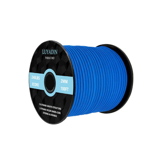 LUYADIN Paracord 240lb - Diameter 2mm Micro Utility Cord -3 Strand Parachute Spool Cord - 100ft 200ft,Paracord for Camping,Hiking,Fishing,Outdoor and DIY