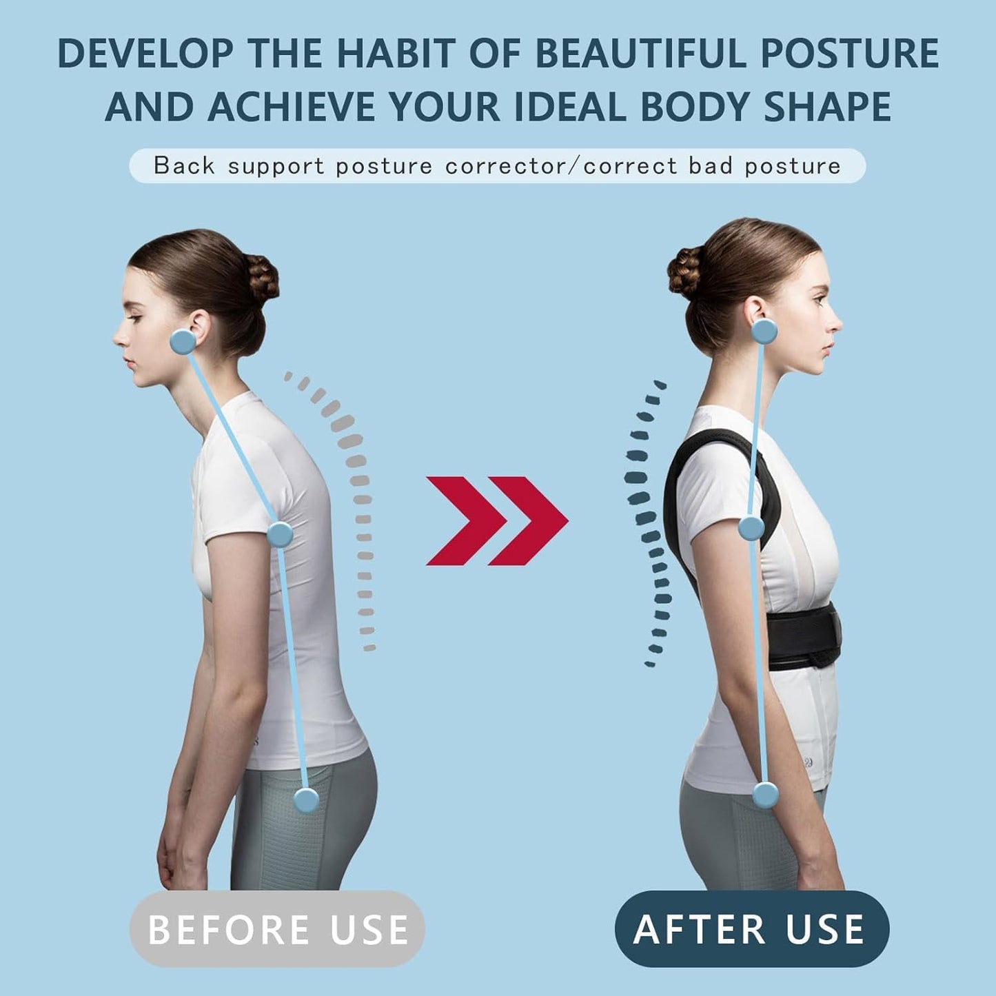 Herokoo Back Brace Posture Corrector, Adjustable Posture Back Brace, Men/Women back posture corrector, Upper and Lower Back Pain Relief - Scoliosis, Hunchback, Spine Corrector (XXL)