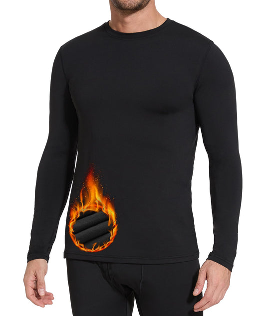 BESTENA Men's Long Sleeve Thermal Underwear Fleece Lined Base Layer Cold Weather Tops Long John Shirts for Men