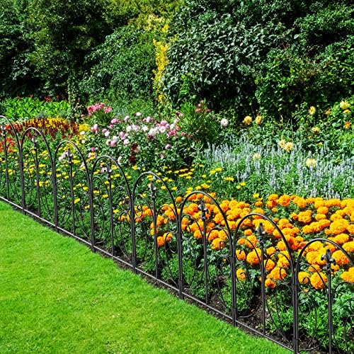 Skcoipsra Decorative Garden Fence 10 Pack, 24in(H) x 10ft(L) Animal Barrier Fence, Rustproof Metal Fencing for Yard, Dog Rabbits Wire Section Garden Edging Border for Yard Patio, Arched