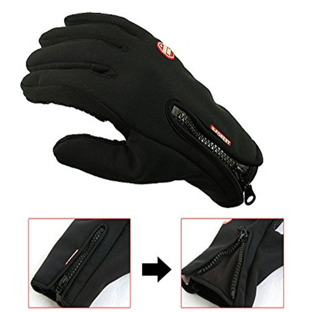 Bicycle Motorcycle Waterproof Gloves Outdoor Sport Warm Windproof Thermal Touch Gloves Riding Running Bike Cycling Gloves Hot Hands Warmer (Black(M))
