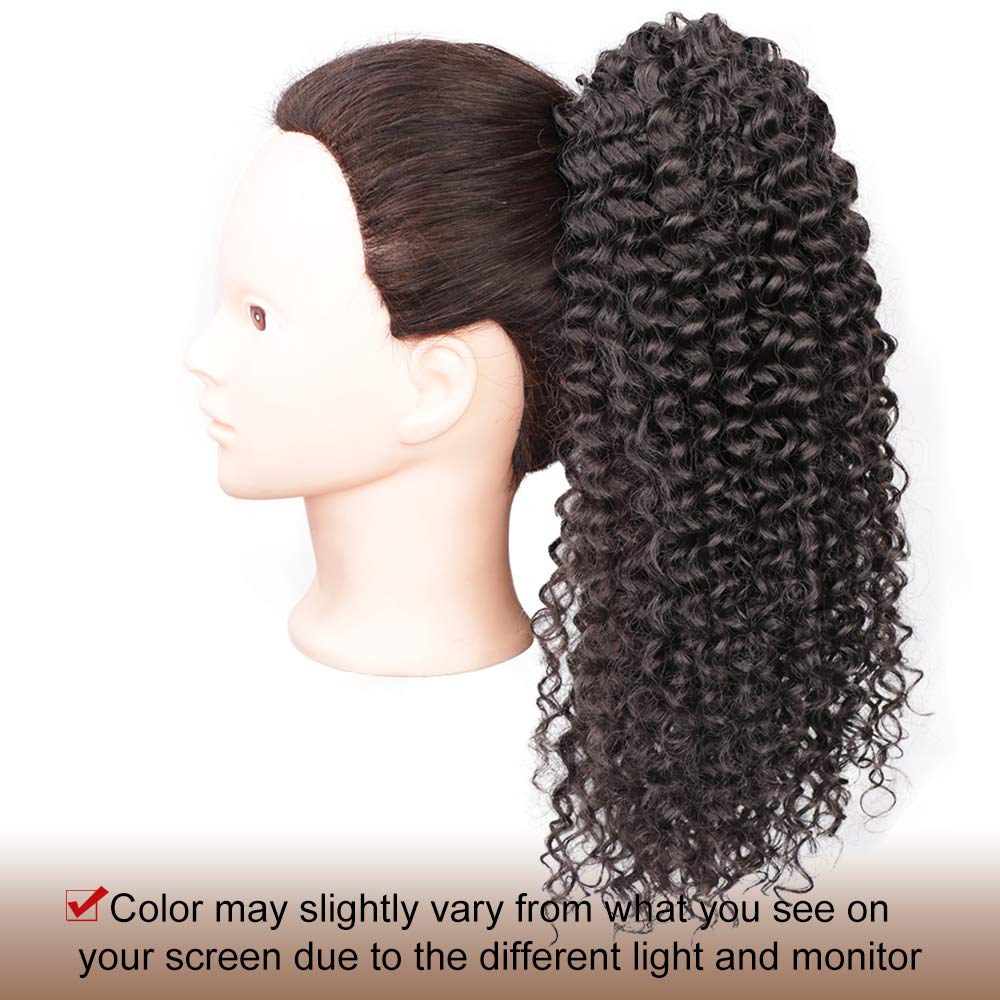 Vigorous Drawstring Ponytail Extension 14Inch Short Afro Kinky Curly Ponytail for African Women Fluffy Pony Tails Hair Extensions Synthetic Hairpiece for Daily Use(2#)