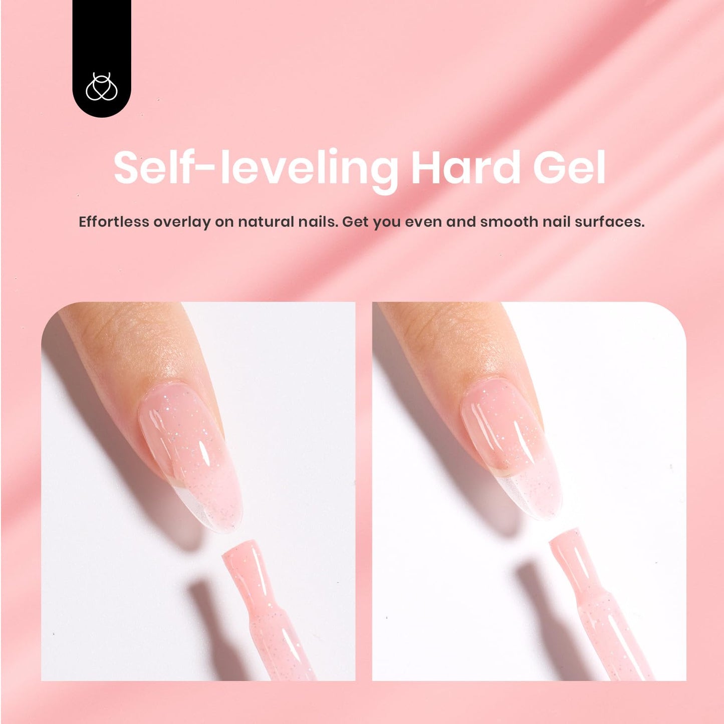 Beetles Builder Gel, Building Nail Gel 7-in-One Nude Pink Glitter Builder Strengthener Gel, Pale Pink Sparkle Sheer Base Gel for Nails Hard Jelly Gel for Nails Builder Extension for Nails Art Design