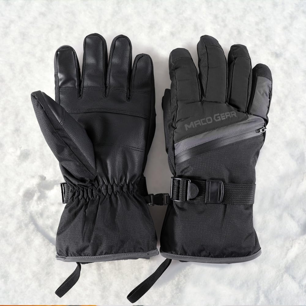WTACTFUL Waterproof Insulated Mens Ski Gloves Touchscreen Winter Warm 3M Thinsulate Snowboard Snowmobile Cold Weather Gloves Black L